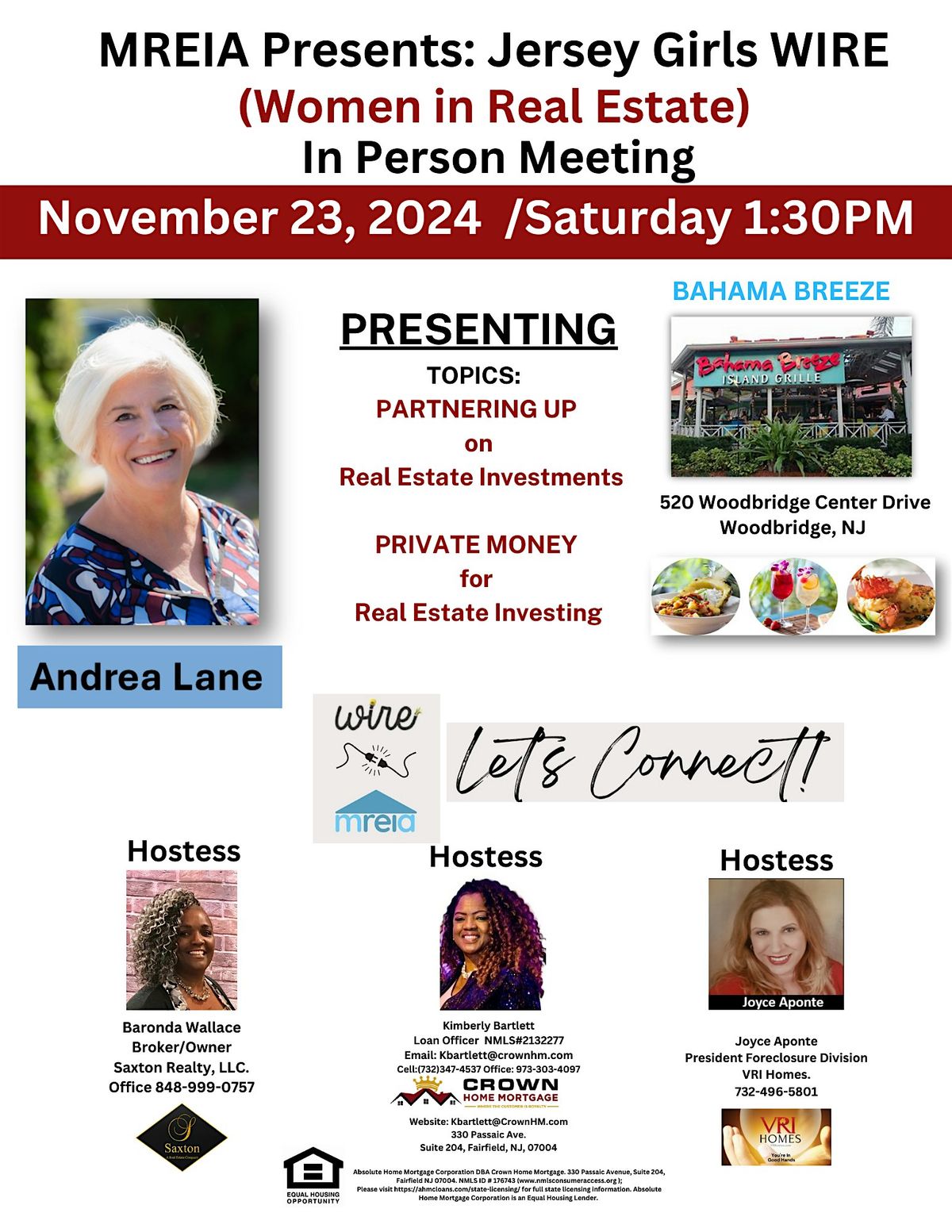 Jersey Girls WIRE In-Person Meeting November 23rd 1:30 PM