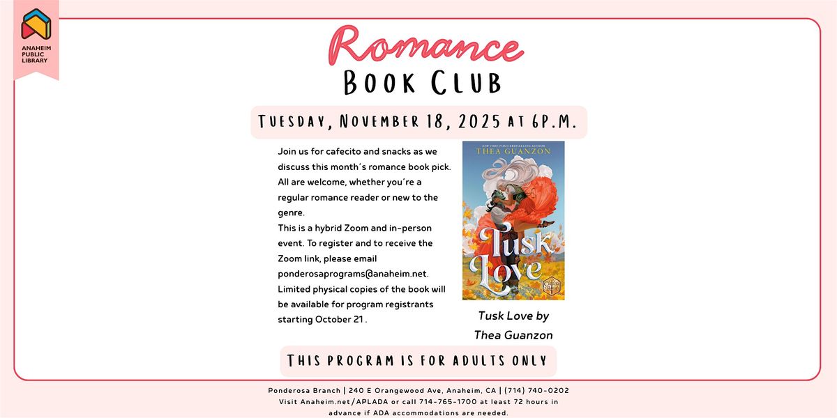 Romance Book Club at Ponderosa Joint-Use Branch