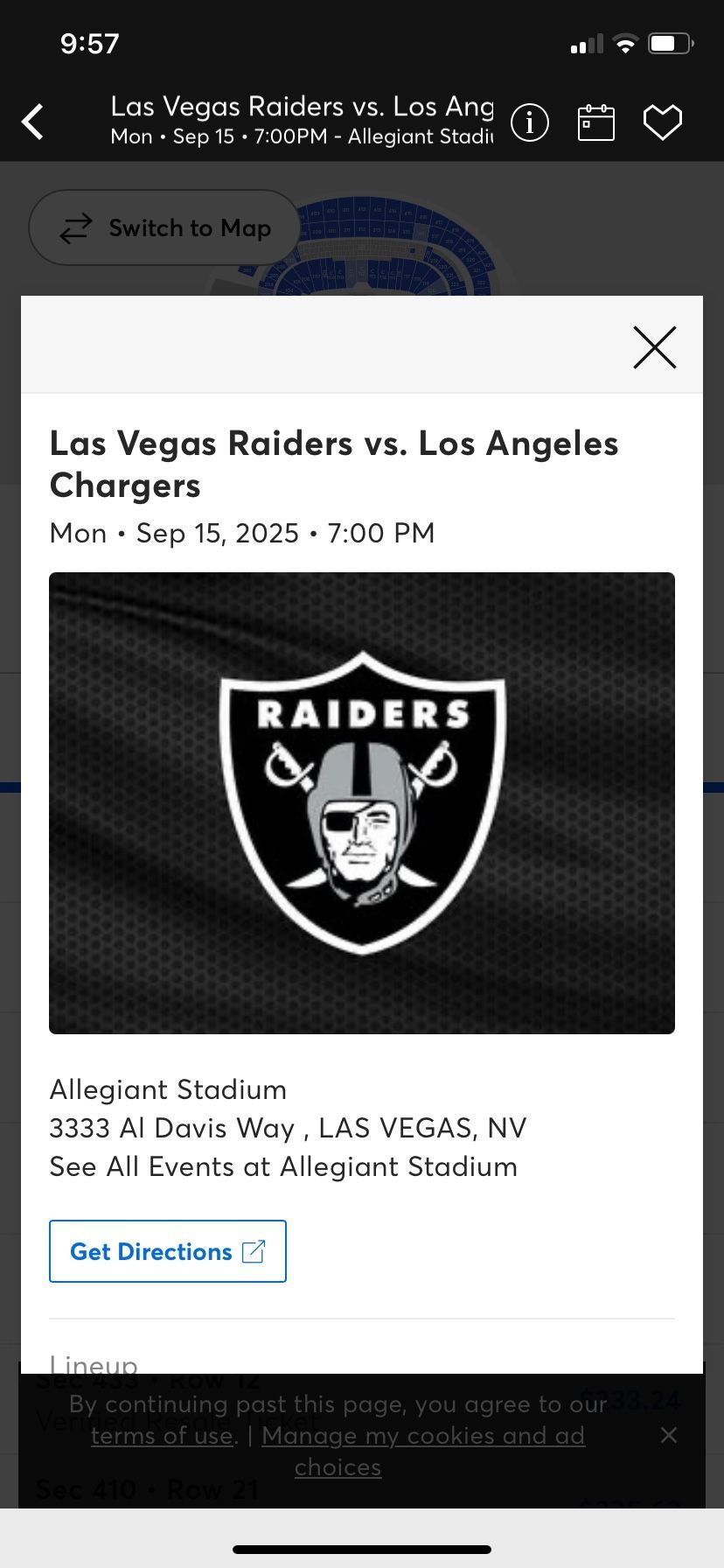 Los Angeles Chargers at Las Vegas Raiders at Allegiant Stadium