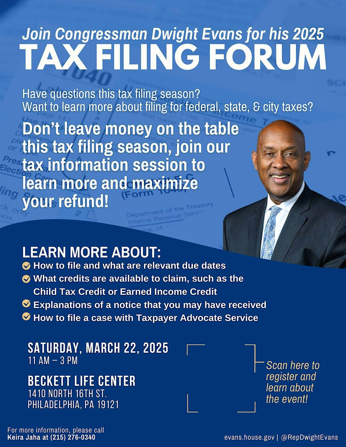 Congressman Dwight Evans' Tax Filing Forum