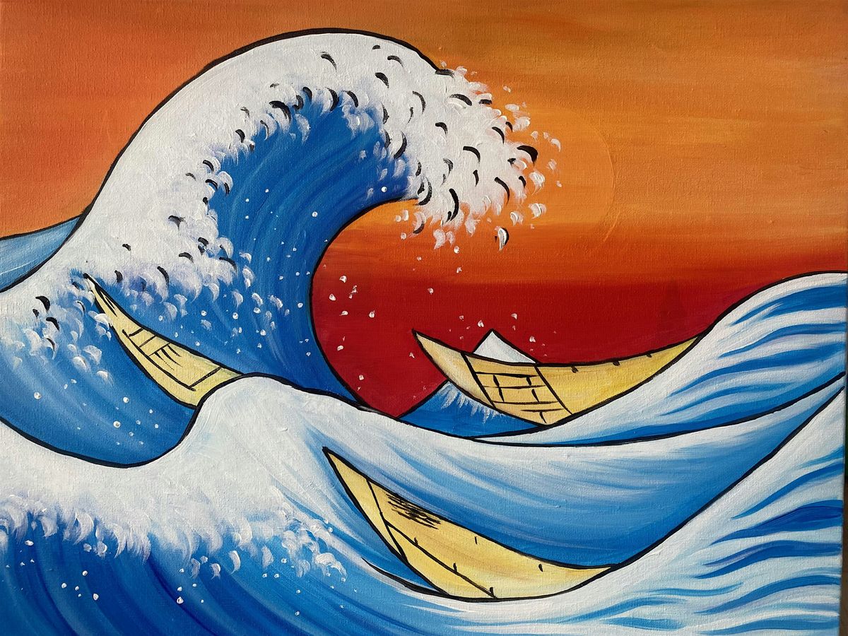 The Great Wave Paint and Sip Night in Irvine!