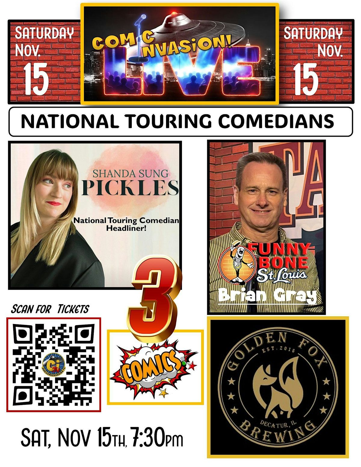 Comic Invasion Live at Golden Fox Brewing