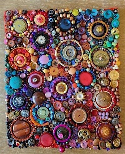 Button Collage with Stitches