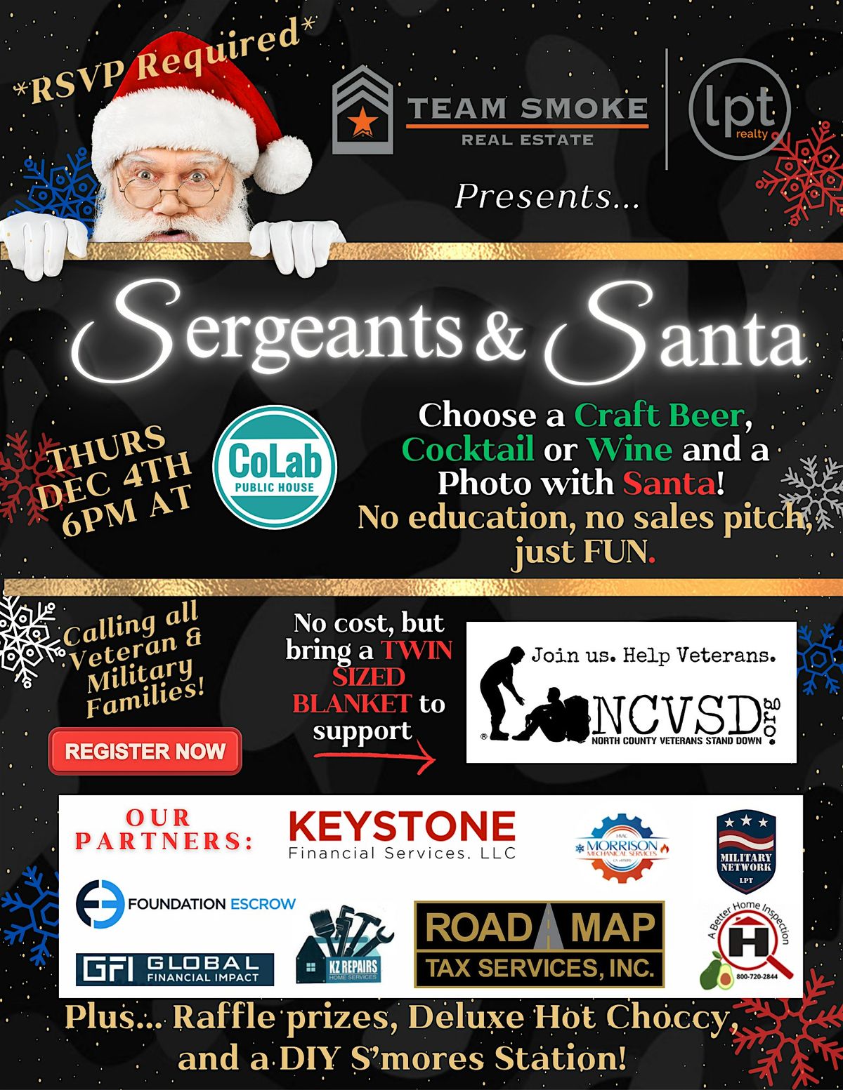 Sergeants & Santa 2025 - Free Vet\/Mil Family Santa Photo  + Craft Beer!