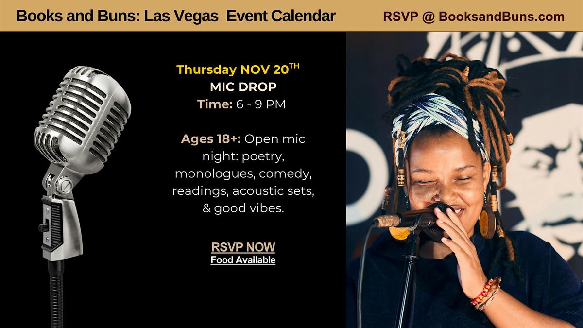 3rd Thursday MIC DROP: Open Mic Night at Books and Buns: A Black Arts Hub