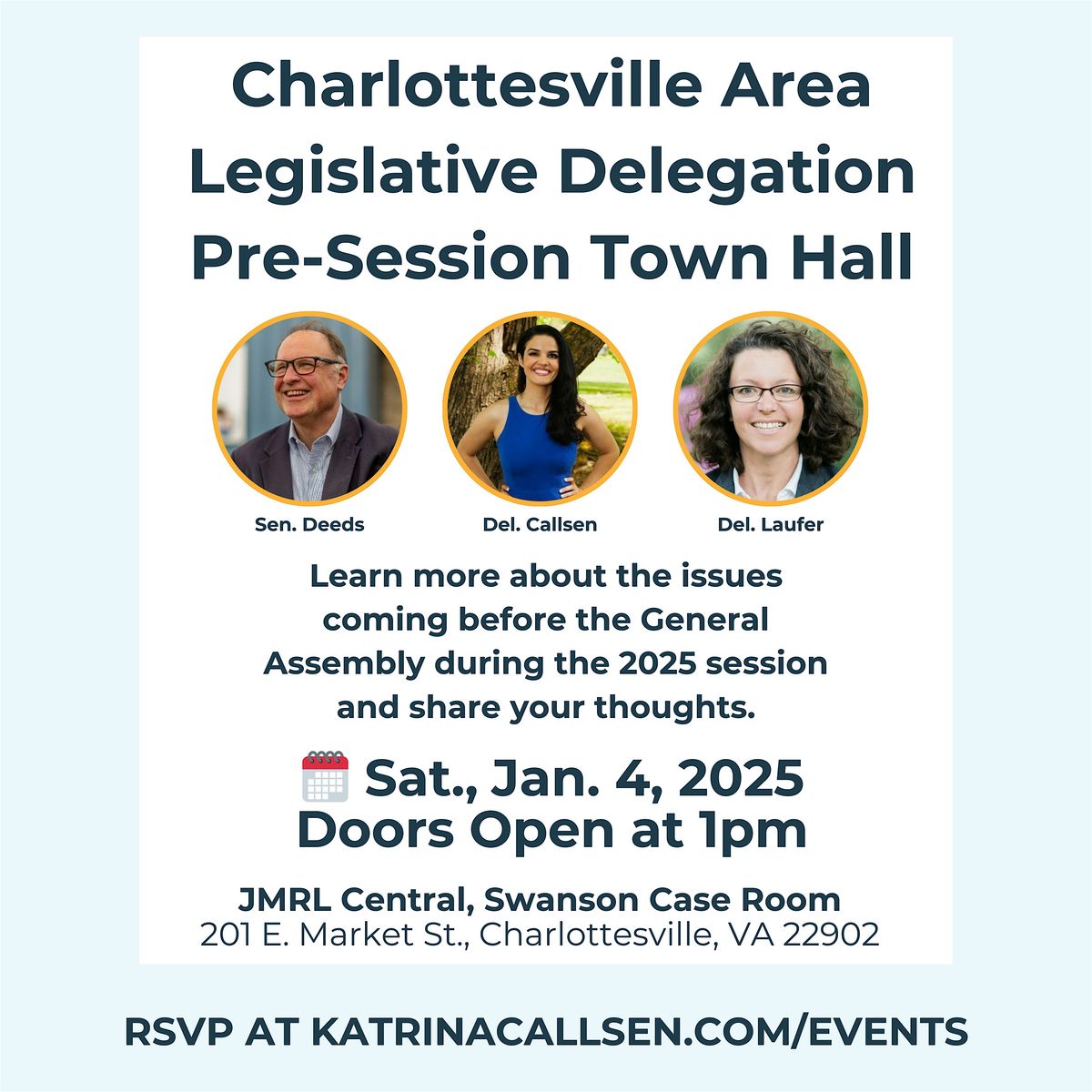 (In-Person) Charlottesville Legislative Delegation Pre-Session Town Hall