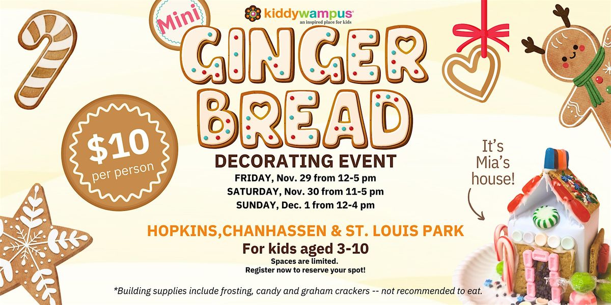 Mini Gingerbread Decorating Event at kiddywampus Hopkins