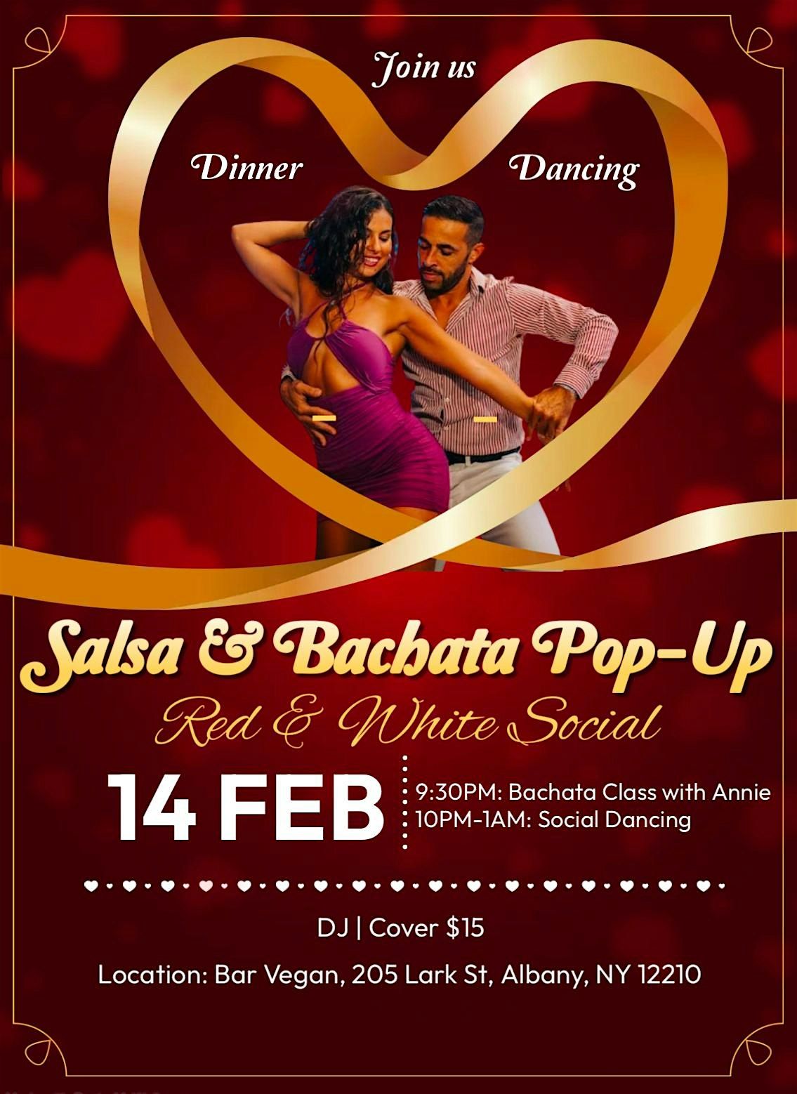 Salsa and Bachata Pop-Up: Red & White Social at Bar Vegan, Albany, NY!