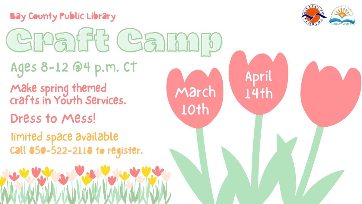 Craft Camp (Ages 8 - 12, Registration Required)