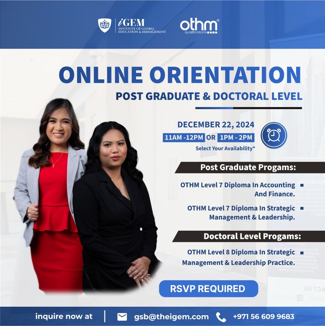 Online Orientation: Postgraduate & Doctoral Programs