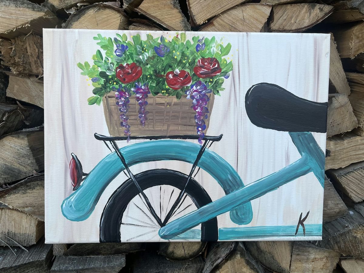 Paint and sip - Bike with a flower basket