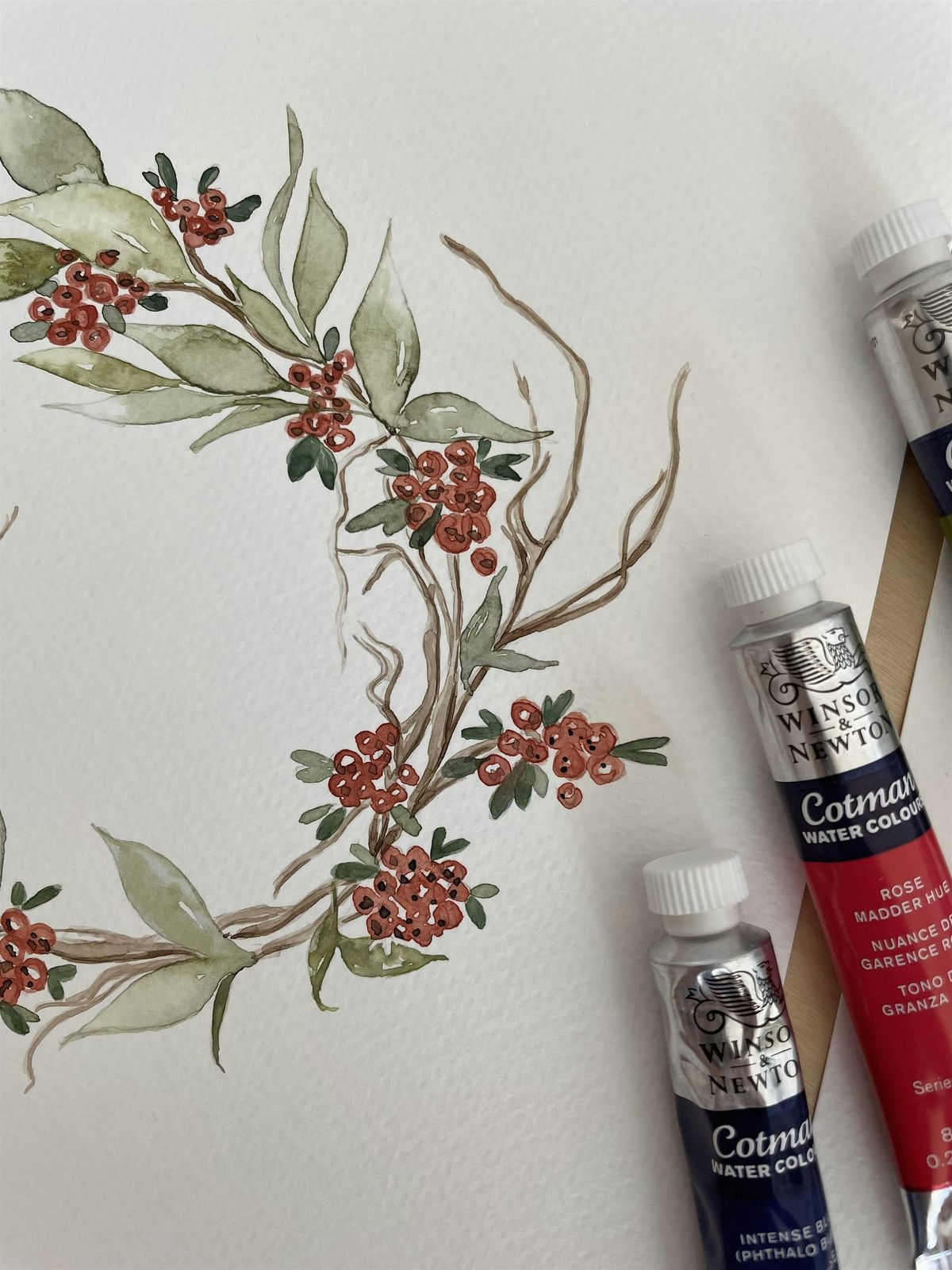 Make your own Holiday cards ~ botanical watercolor session