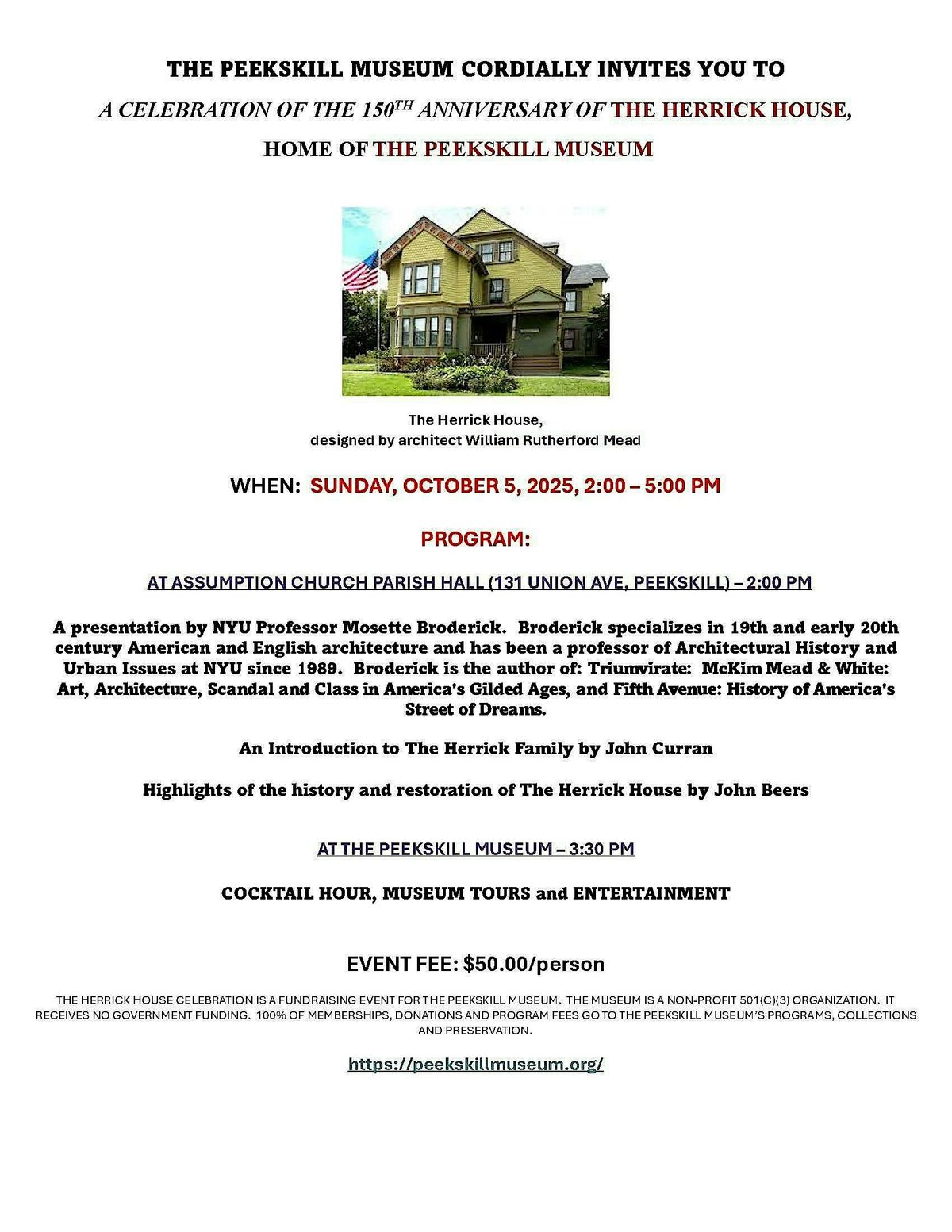 Copy of CELEBRATION OF THE HERRICK HOUSE, HOME OF THE PEEKSKILL MUSEUM