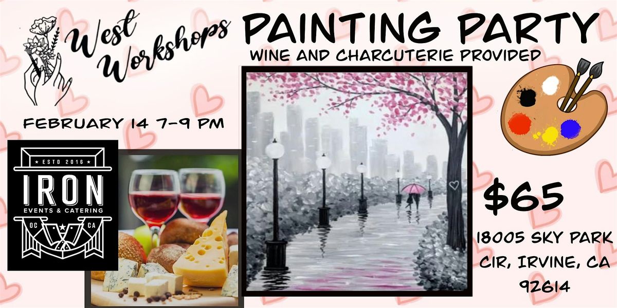 Valentines Day Paint Party with wine and charcuterie