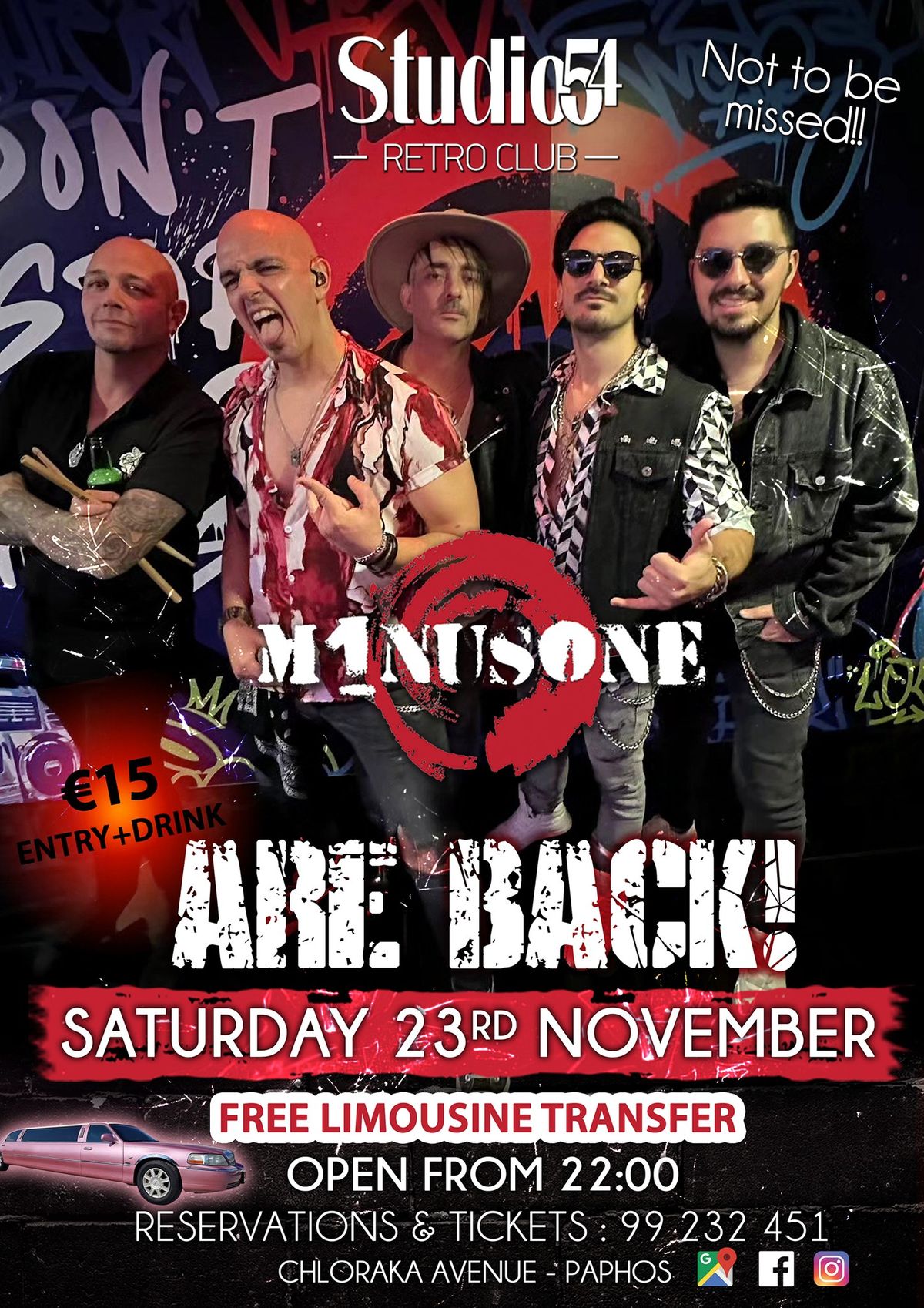 MINUS ONE are coming back to Studio54 Retro Club!!!