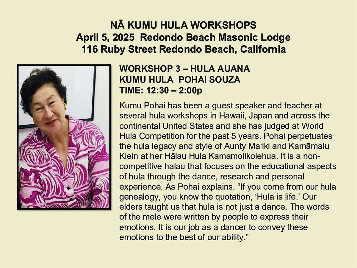 KUMU HULA POHAI SOUZA HULA AUANA WORKSHOP 3