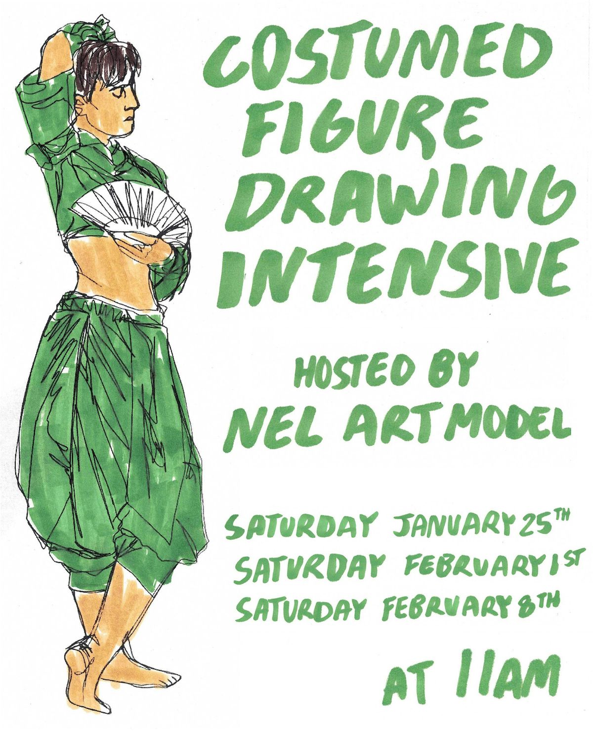 3 Part Figure Drawing Intensive Hosted by Nel Art Model (Winter 2025)