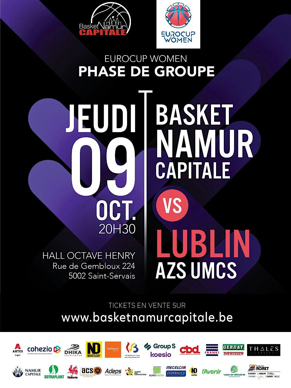 EUROCUP: BASKET NAMUR CAPITALE - LUBLIN (POL)