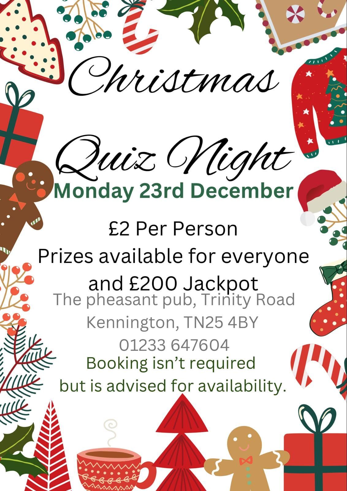 Christmas Quiz at The Pheasant Ashford \ud83d\udcad