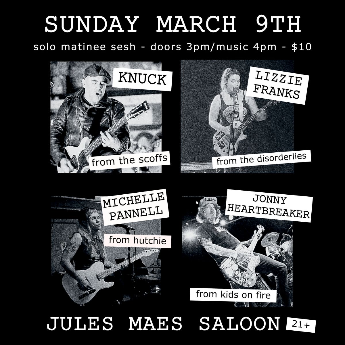 Knuck \/\/ Lizzie Franks \/\/ Michelle Pannell \/\/ Jonny Heartbreaker @ Jules Maes Saloon