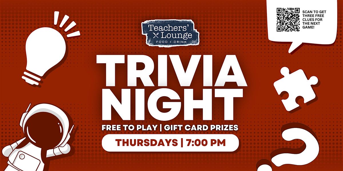 Trivia Night at Teachers' Lounge Food and Drink at The Slate Hotel