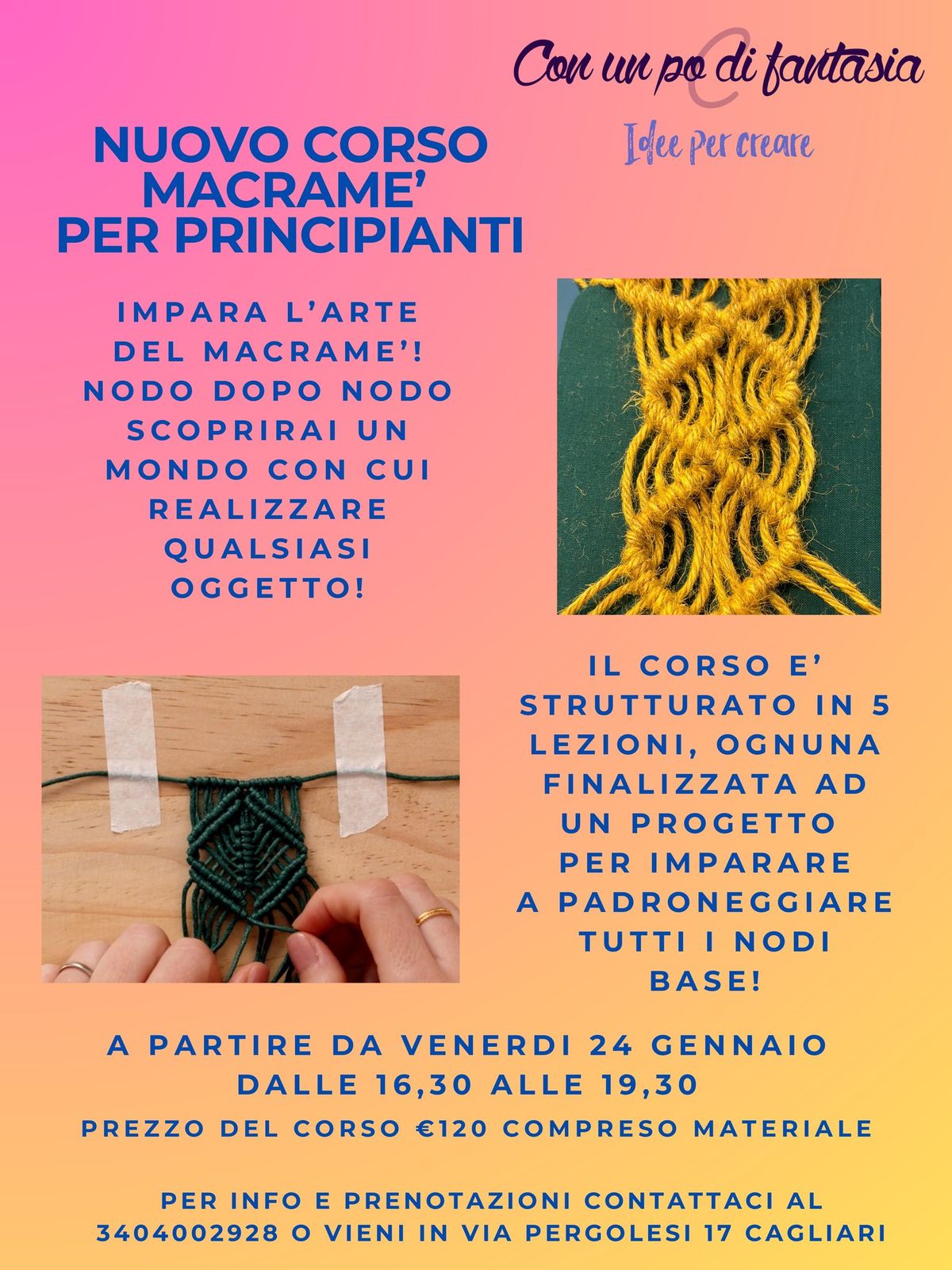 Corso macrame\u2019 per principianti 