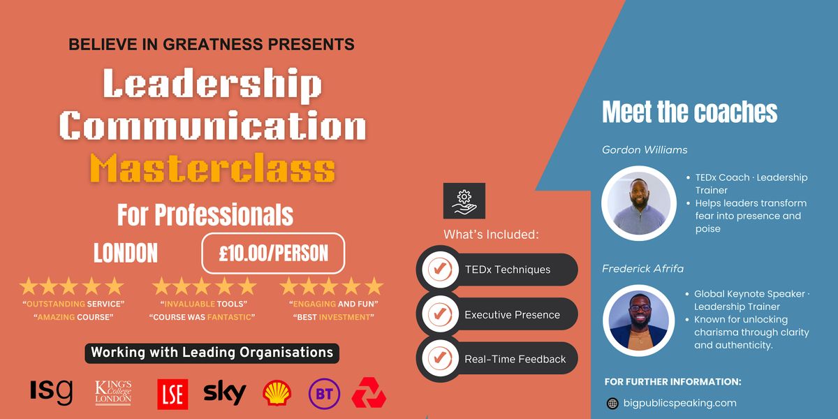 TEDx Leadership Communication Masterclass for Professionals In London