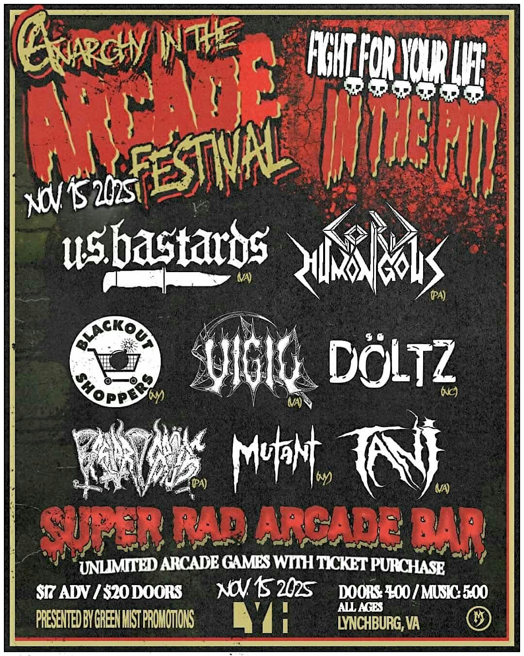 Anarchy At The Arcade Fest w\/ US Bastards