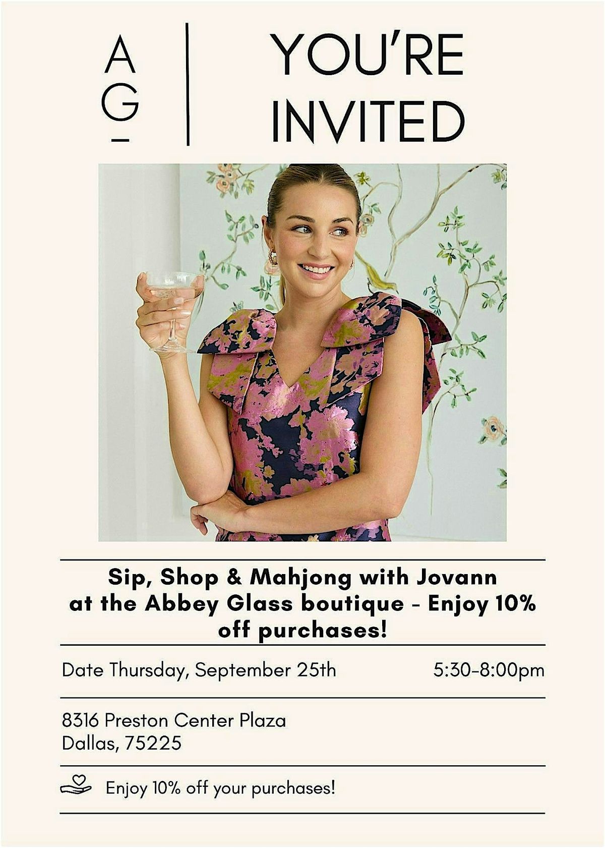 Come Sip, Shop & Mahjong at Abbey Glass Boutique - Preston Center Plaza