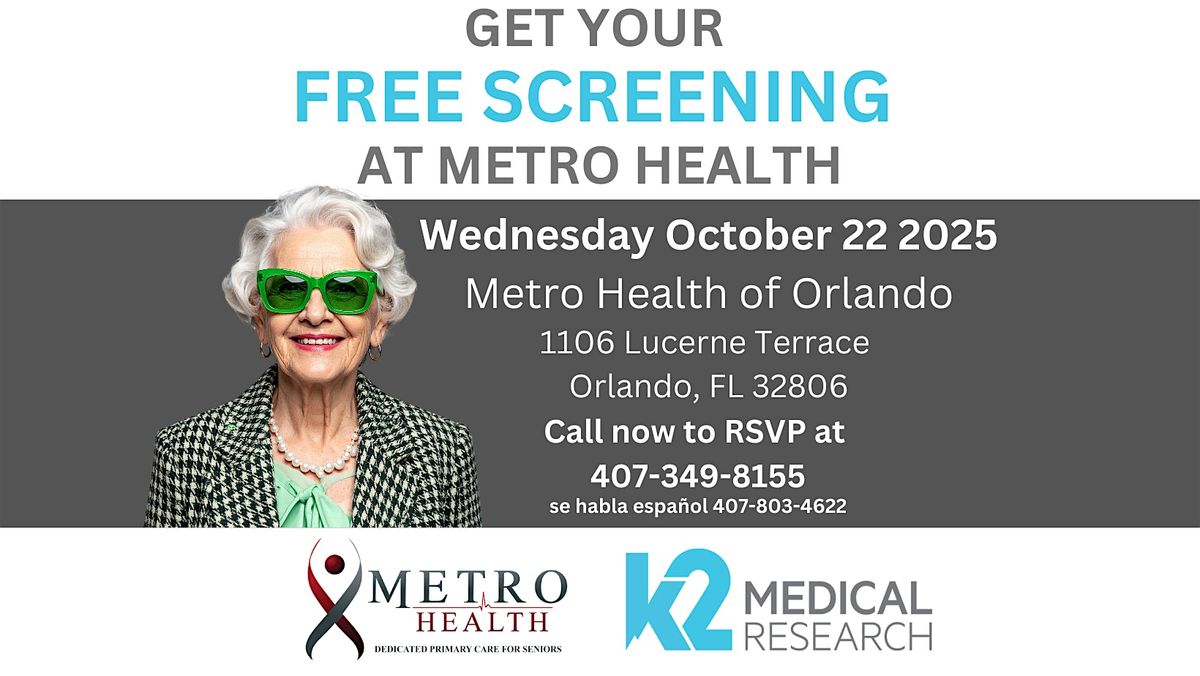 Free Memory Screenings for Seniors at Metro Health of Orlando