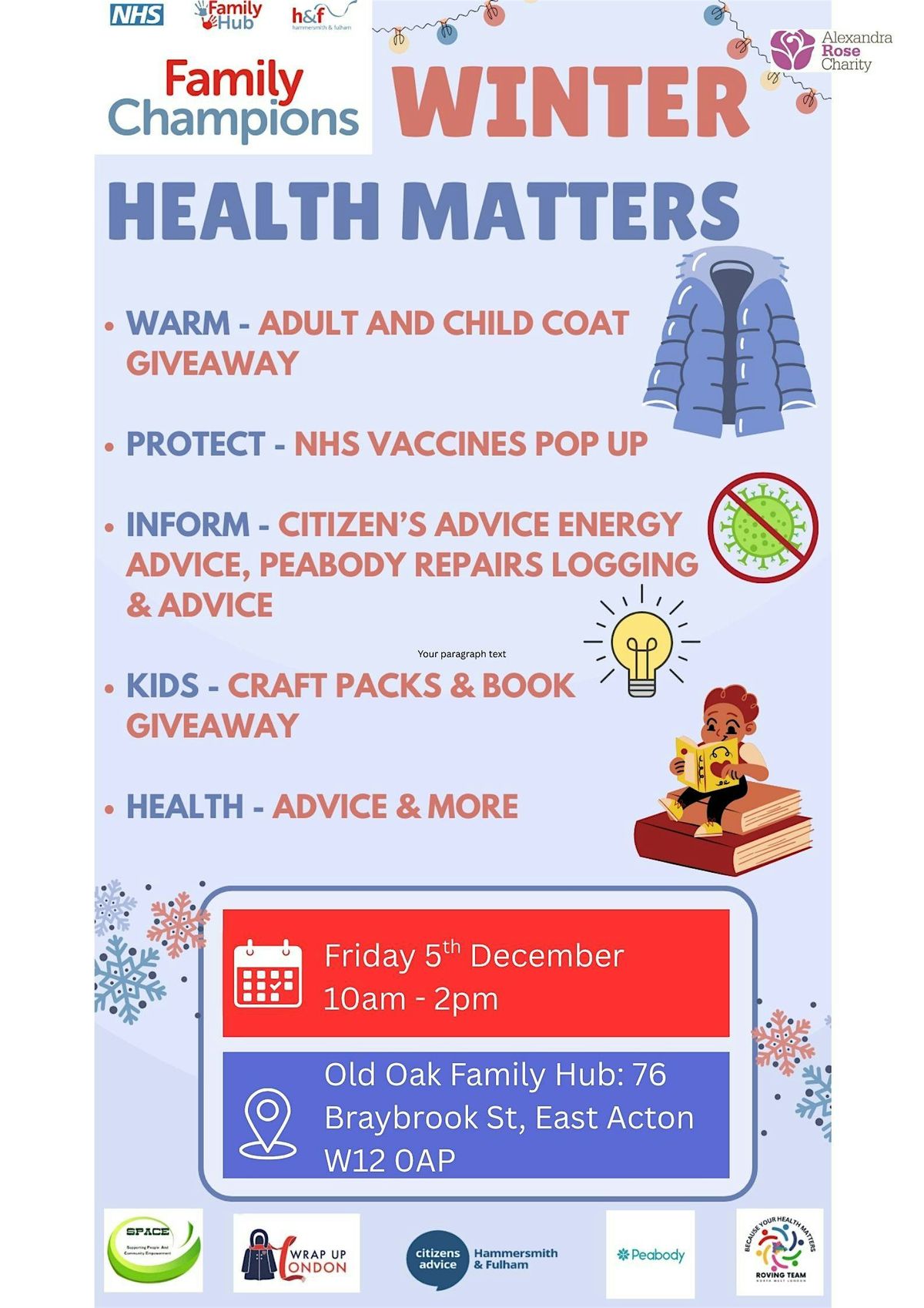 Family Champions Winter Health Matters Event - Winter Health Support