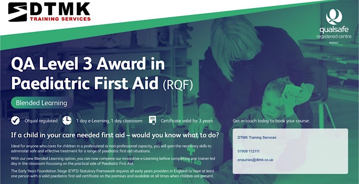 Qualsafe Level 3 Award in Paediatric First Aid Course (Blended Learning)