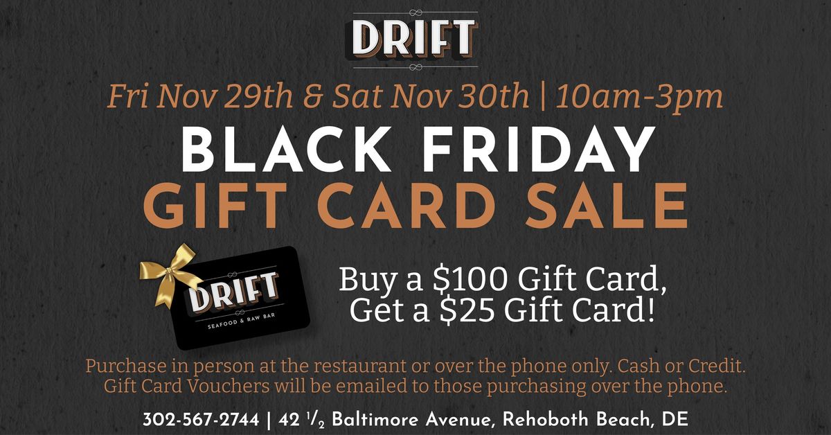 Black Friday Gift Card Sale at Drift Seafood & Raw Bar