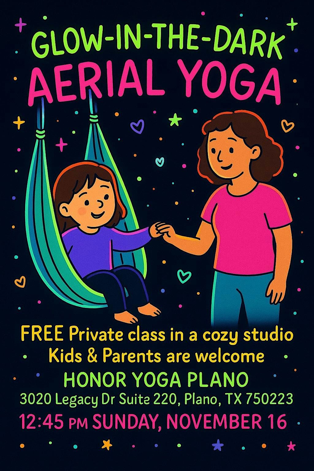 Glow in the dark Aerial Yoga for AllAbilities.