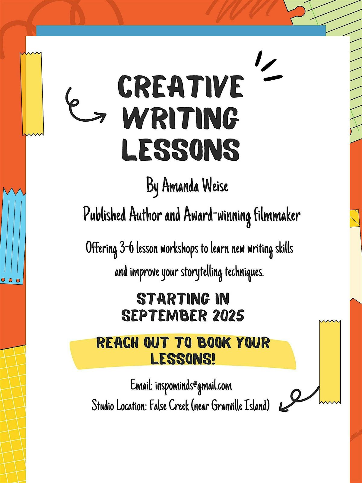 Learn Creative Writing from a Published Author & Filmmaker