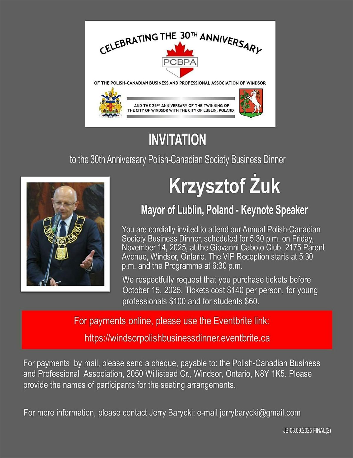 30th Annual Polish-Canadian Society Business Dinner