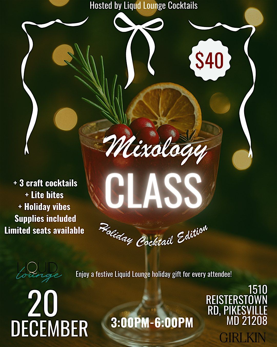 Holiday Cocktail Mixology Class