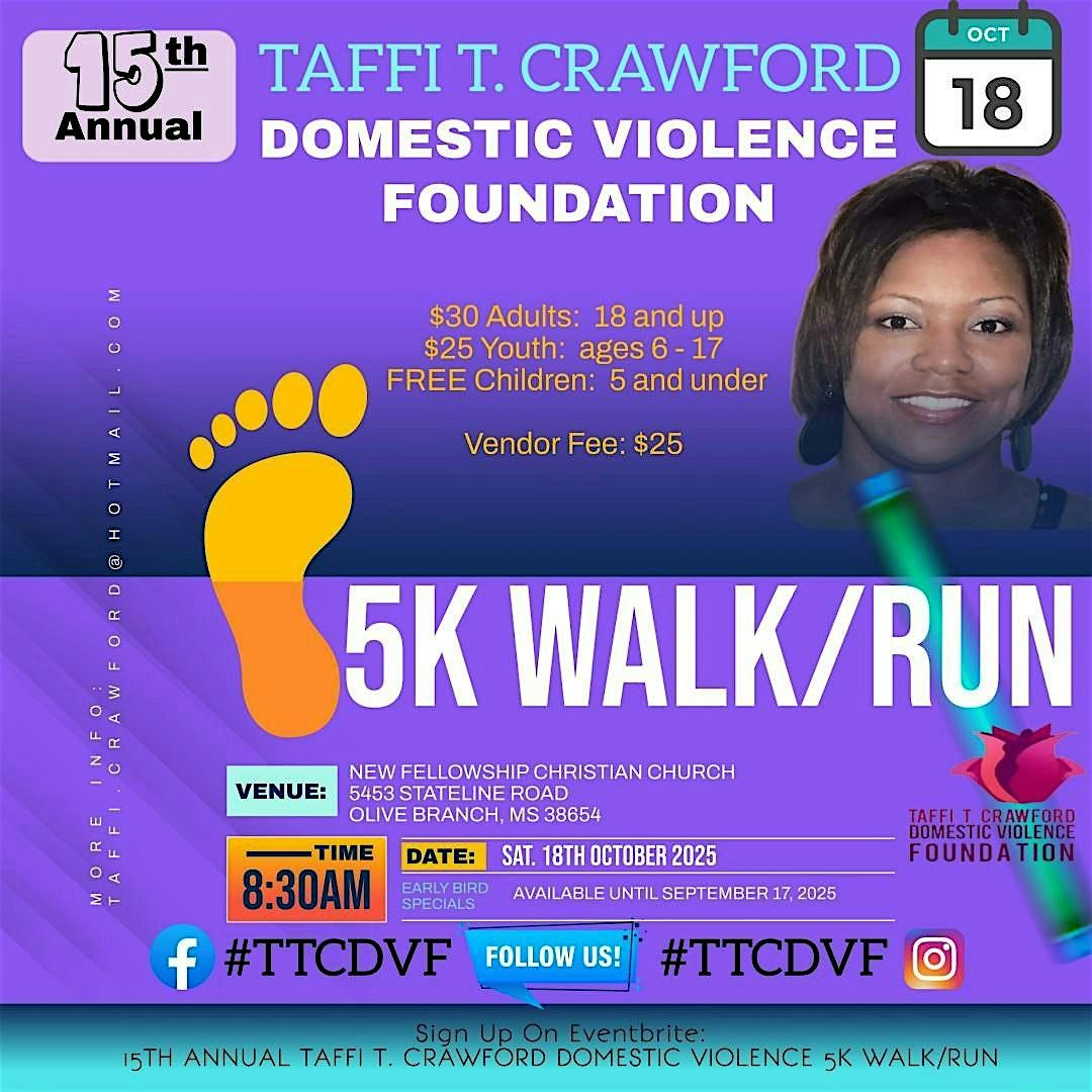 15TH ANNUAL TAFFI T. CRAWFORD DOMESTIC VIOLENCE 5K WALK\/RUN 2025