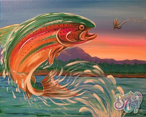 Fly Fish Rainbow Trout Jumping 