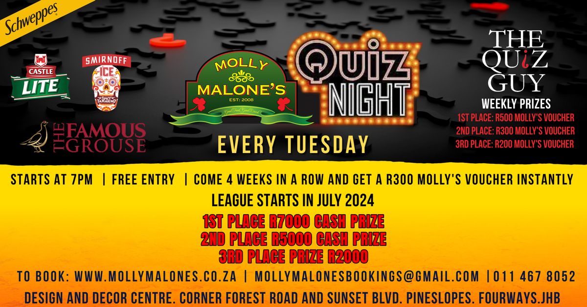 QUIZ NIGHTS @ MOLLYS FOURWAYS