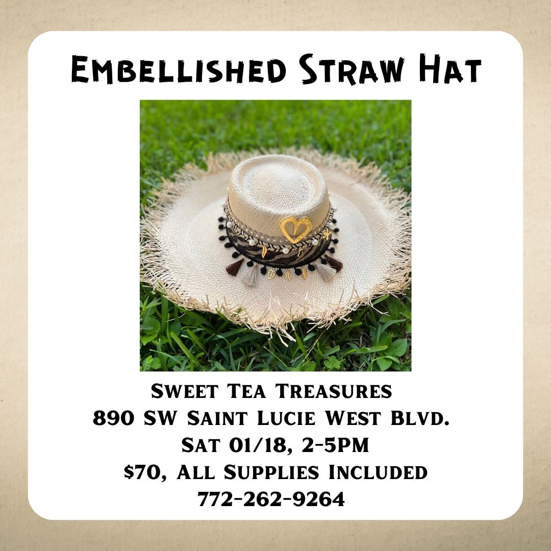 Embellished Straw Hat