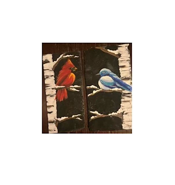 Cardinal or Bluebird Slate Paint & Sip Night