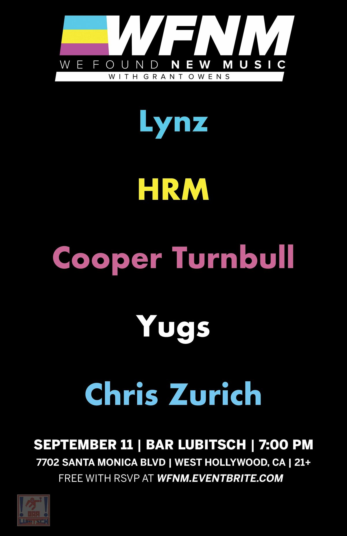 Lynz,  HRM,  Cooper Turnbull,  Yugs,  Chris Zurich