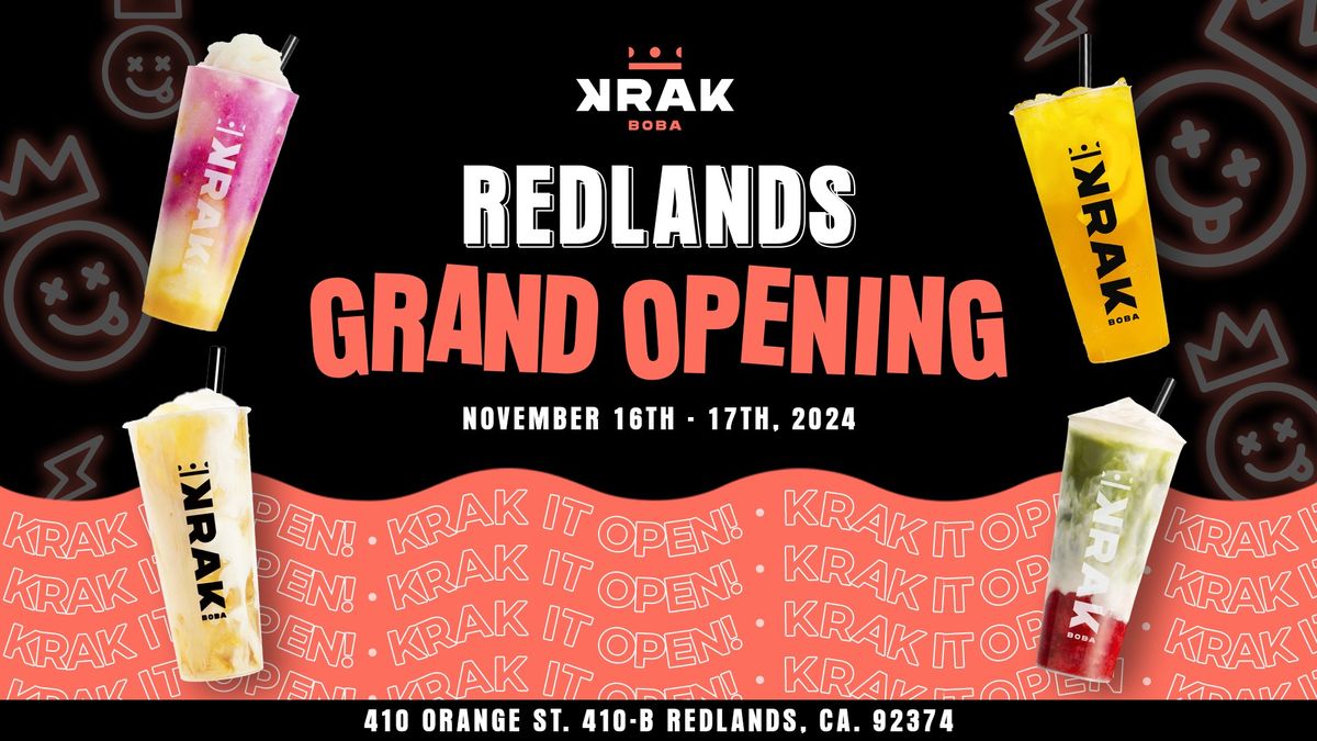 FREE DRINKS! Krak Boba Redlands Grand Opening