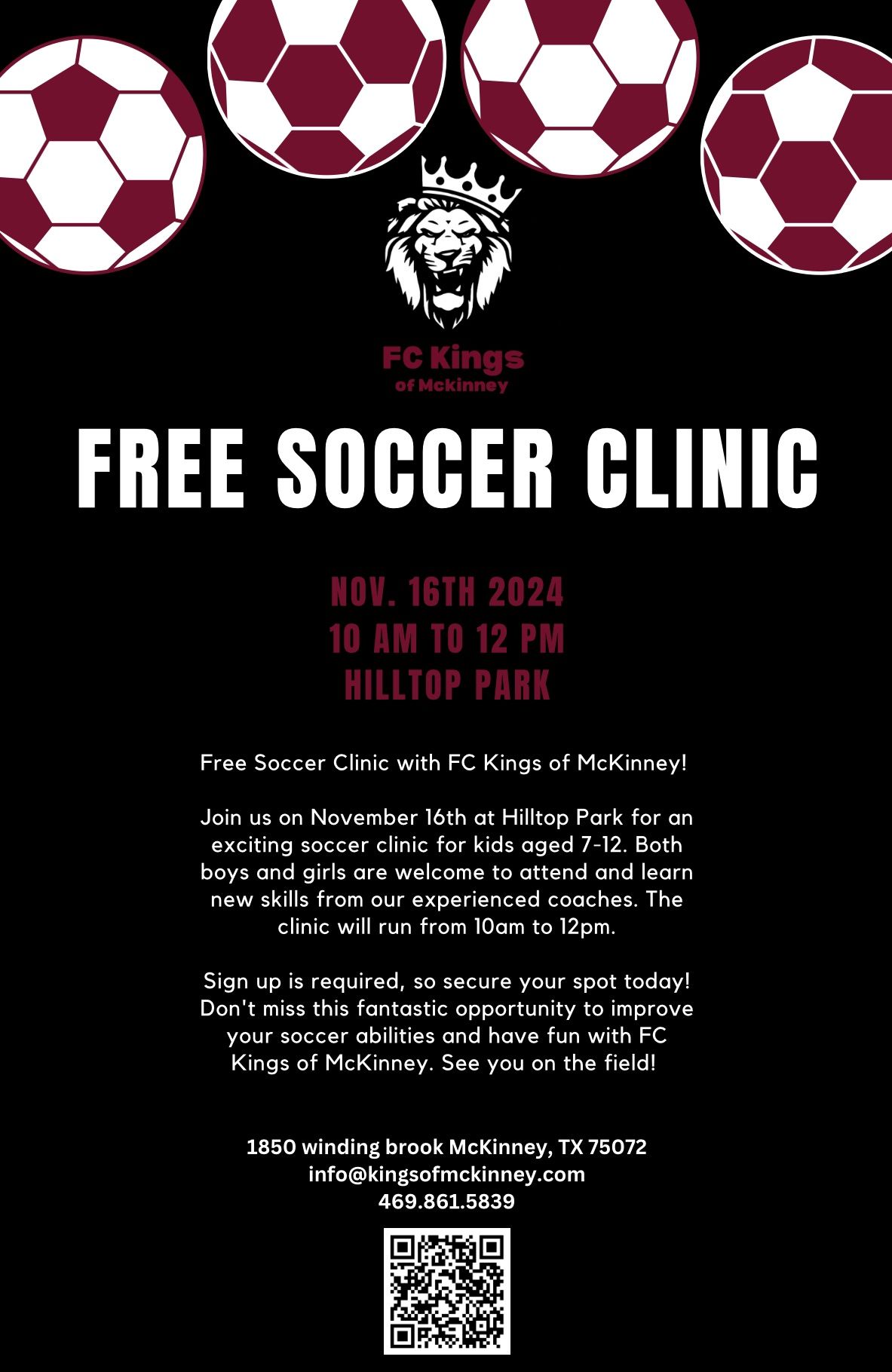 Free Soccer Clinic for Ages 7 to 12