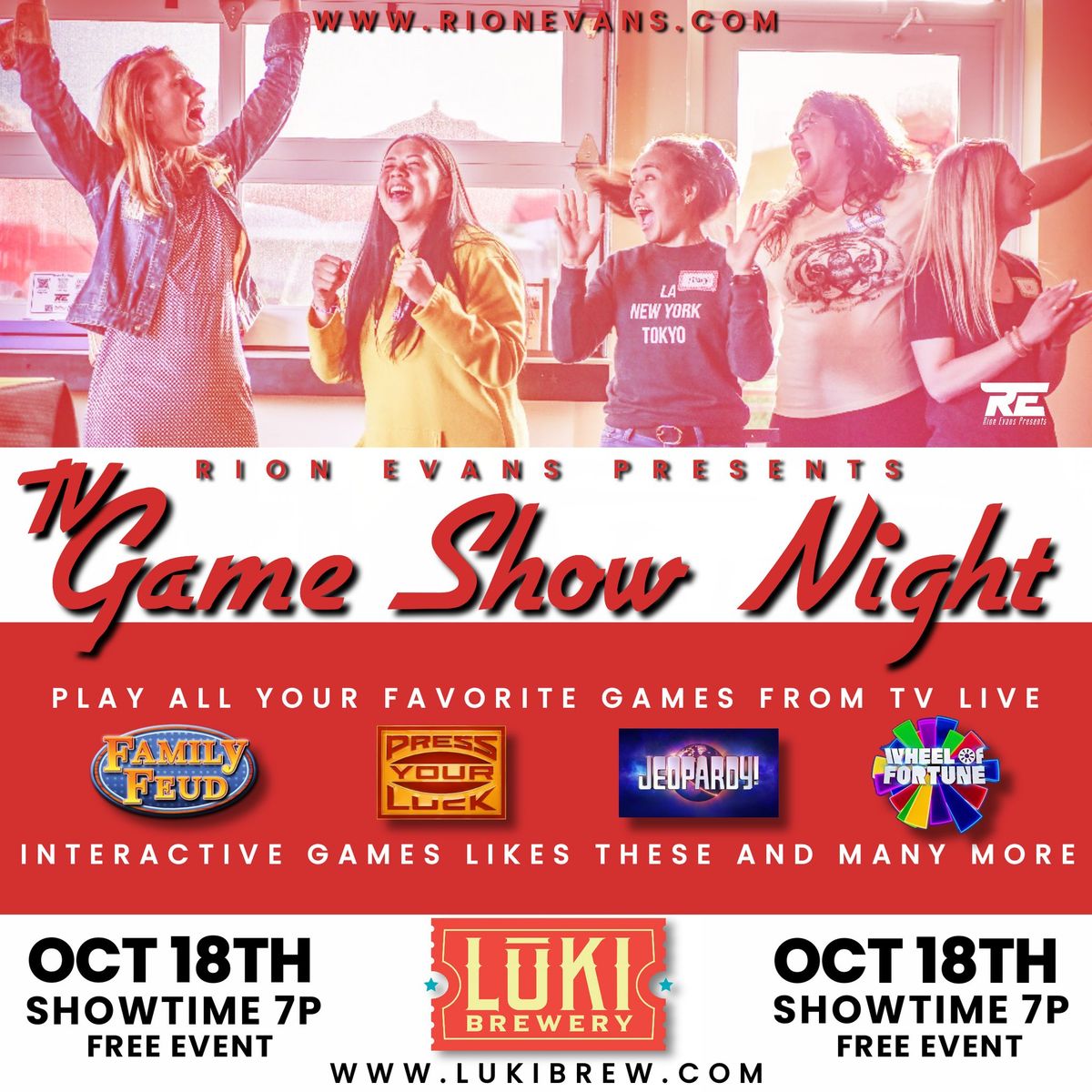 RION EVANS PRESENTS TV GAME SHOW NIGHT AT LUKI BREWERY