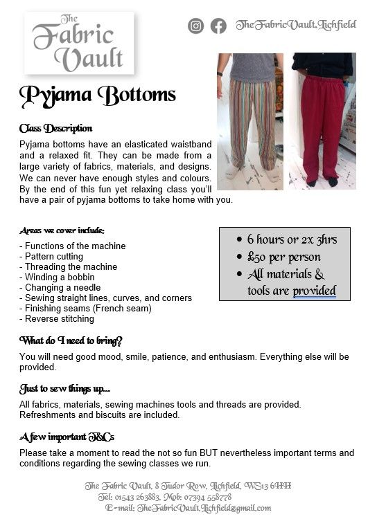 Sewing Lessons - Pyjama Bottoms\/Lounge Trousers