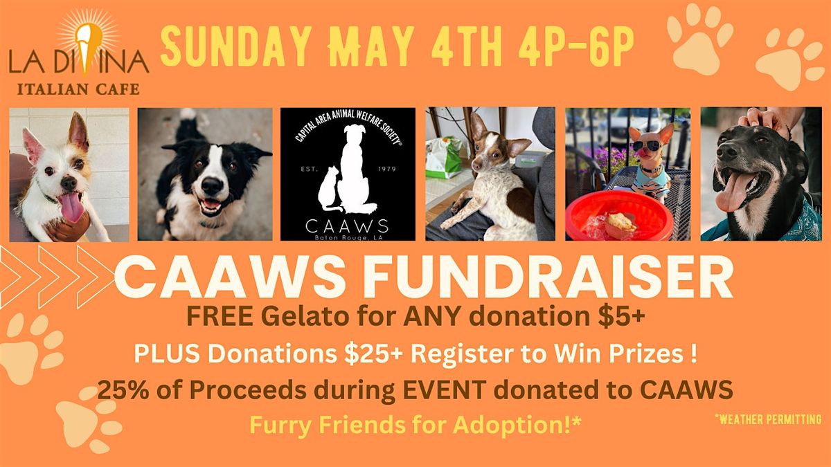 Gelato Love for Dogs:   A CAAWS Fundraiser Sunday, May 4th 4p-6p