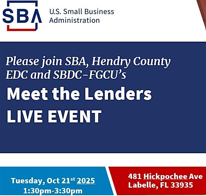 SBA & Hendry County EDC - Meet the Lenders - LIVE EVENT