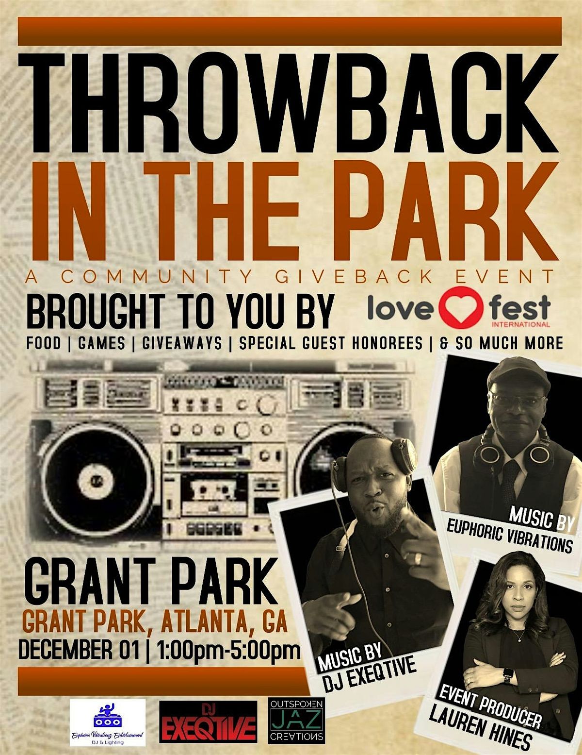 THROWBACK IN THE PARK:  A Community Music & Giveback Event